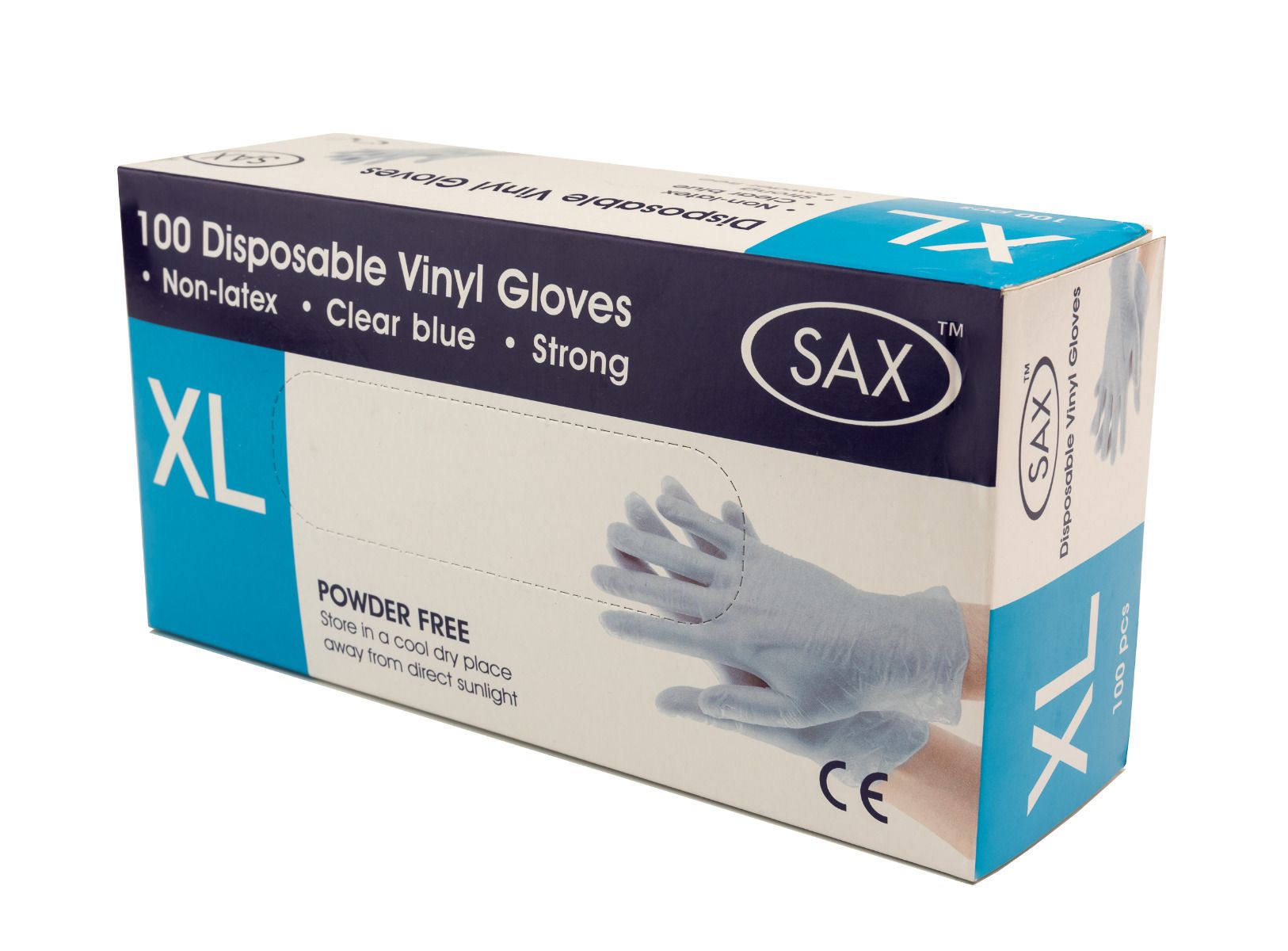 Sax  Disposable Vinyl Gloves - Extra Large Size - Box of 100