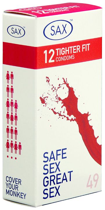 Sax Tighter Fit 12 Condoms Display Box of 6 Packs