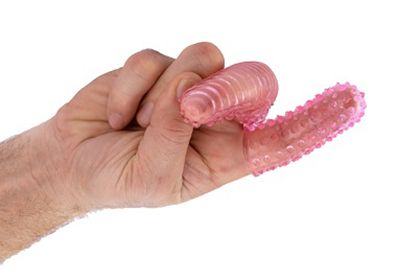 Textured Fingerdom Twins - Ribbed and dotted - Pink Purple Clear